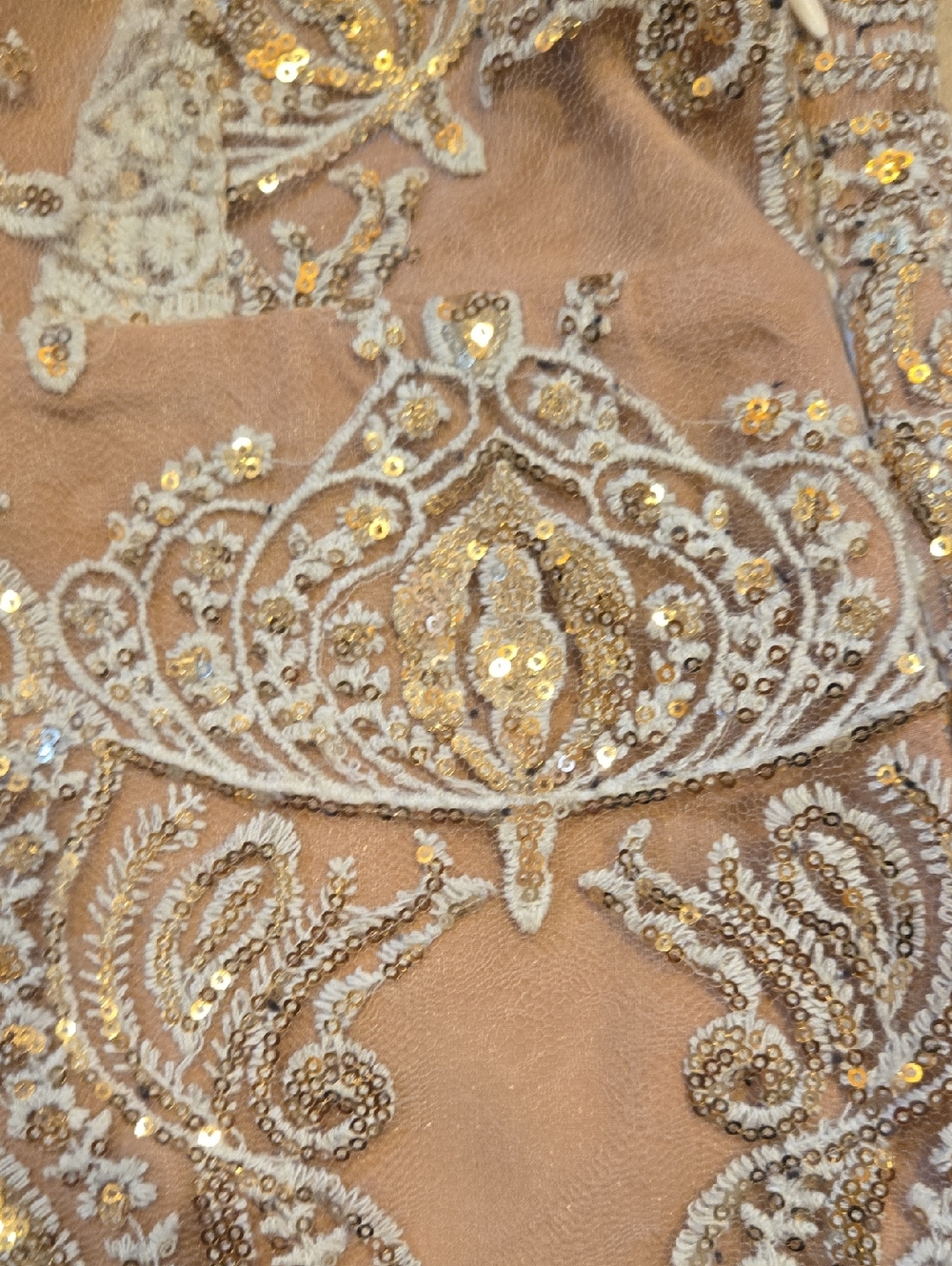 Free People Lace/Golden Sequin Overlay Double V Dress - Picture 2 of 10